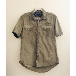 Zara Men Patch Button Down Shirt sz L